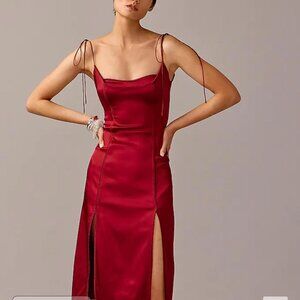 NWT J Crew Ltd Edition Anna October X vivid burgundy side slit dress, 16